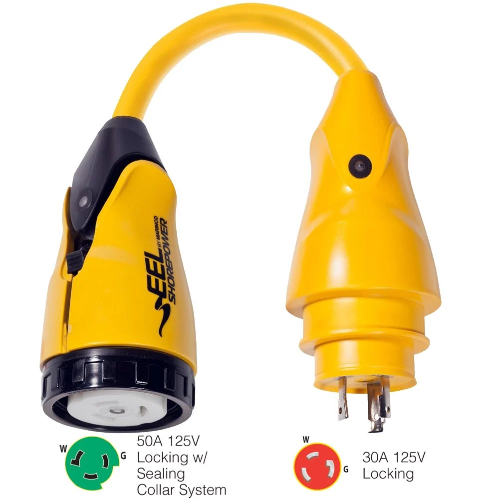 Marinco P30-503 EEL 50A-125V Female to 30A-125V Male Pigtail Adapter - Yellow – Marine Boat Replacement Part