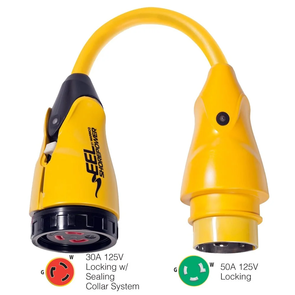 Marinco P503-30 EEL 30A-125V Female to 50A-125V Male Pigtail Adapter - Yellow – Marine Boat Replacement Part