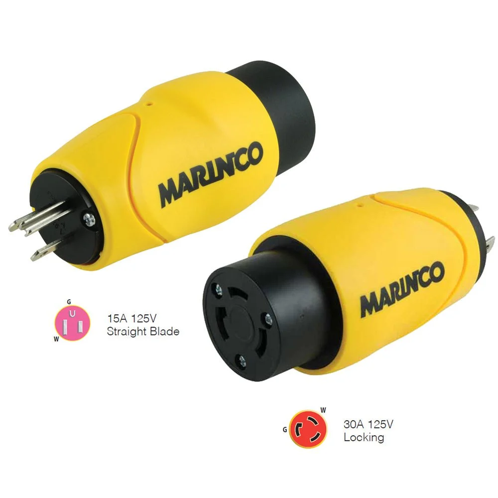 Marinco Straight Adapter 15Amp Straight Male to 30Amp Locking Female Connector – Marine Electrical Replacement Part
