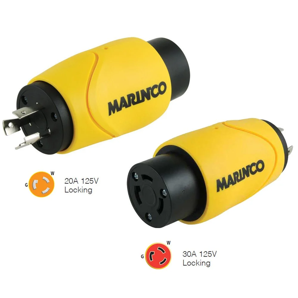 Marinco Straight Adapter 20Amp Locking Male to 30Amp Locking Female Connector – Marine Electrical Replacement Part