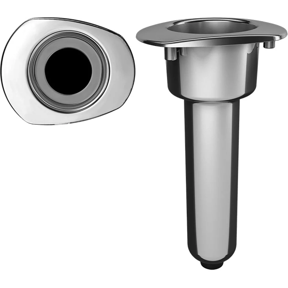 Mate Series Elite Screwless Stainless Steel 0° Rod & Cup Holder - Drain - Oval Top – Marine Boat Replacement Part