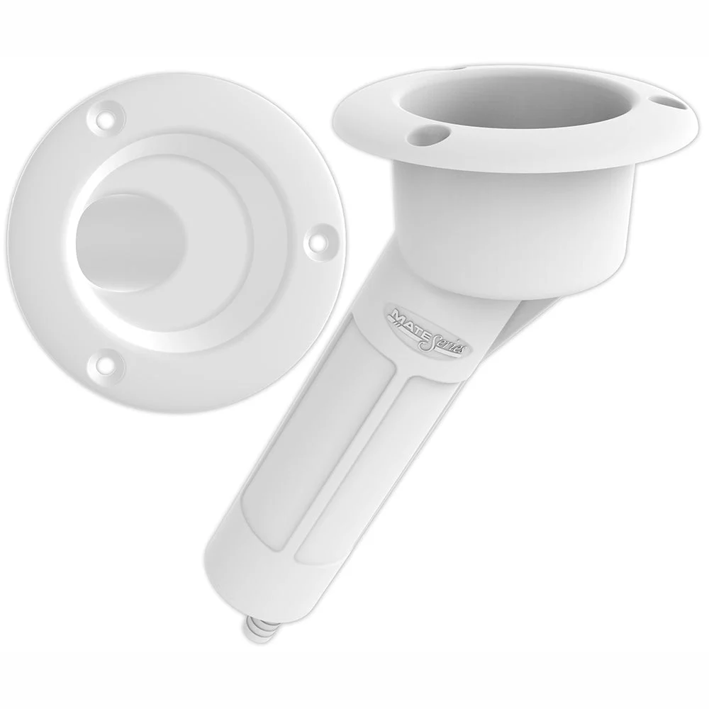Mate Series Plastic 30° Rod & Cup Holder - Drain - Round Top - White – Marine Boat Replacement Part