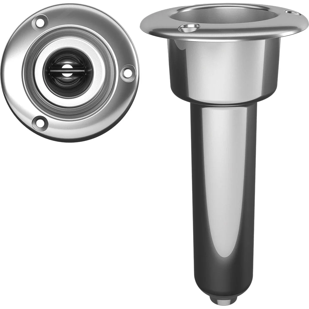 Mate Series Stainless Steel 0° Rod & Cup Holder - Drain - Round Top – Marine Boat Replacement Part