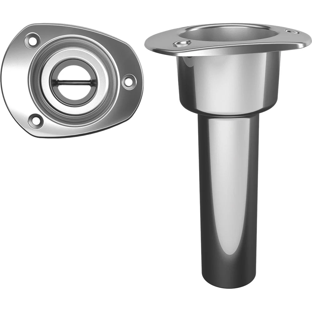 Mate Series Stainless Steel 0° Rod & Cup Holder - Open - Oval Top – Marine Boat Replacement Part