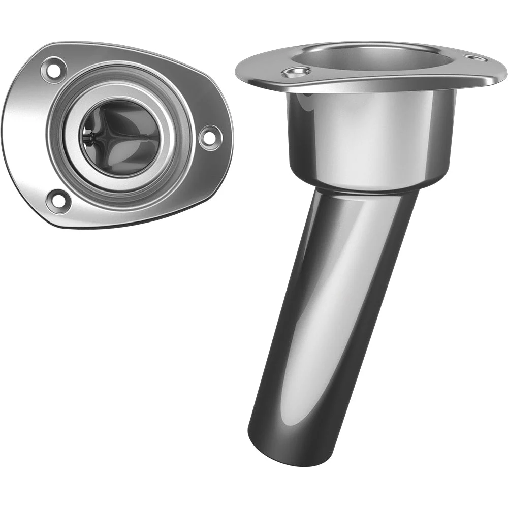 Mate Series Stainless Steel 15° Rod & Cup Holder - Open - Oval Top – Marine Boat Replacement Part