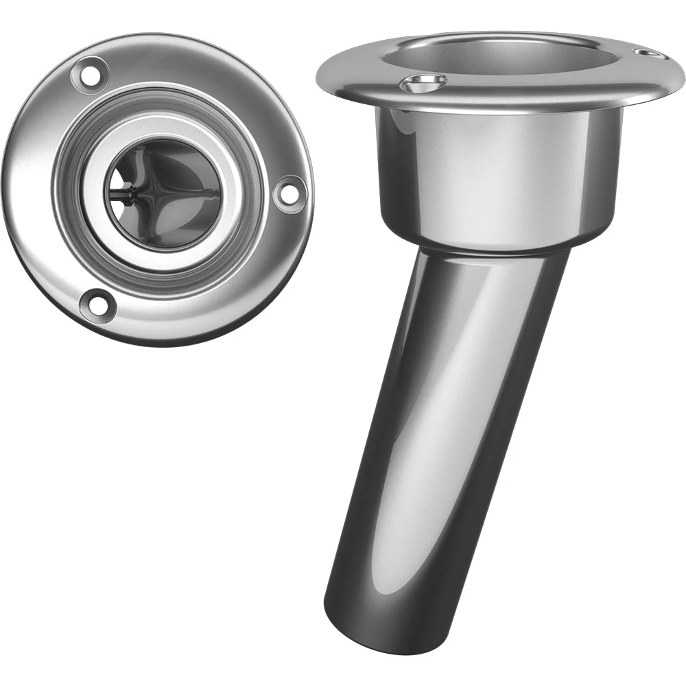 Mate Series Stainless Steel 15° Rod & Cup Holder - Open - Round Top – Marine Boat Replacement Part