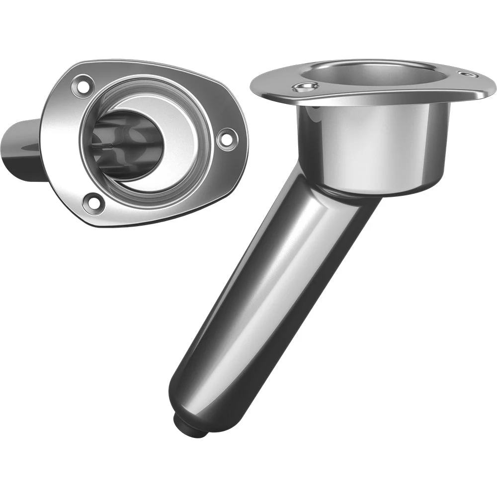 Mate Series Stainless Steel 30° Rod & Cup Holder - Drain - Oval Top – Marine Boat Replacement Part