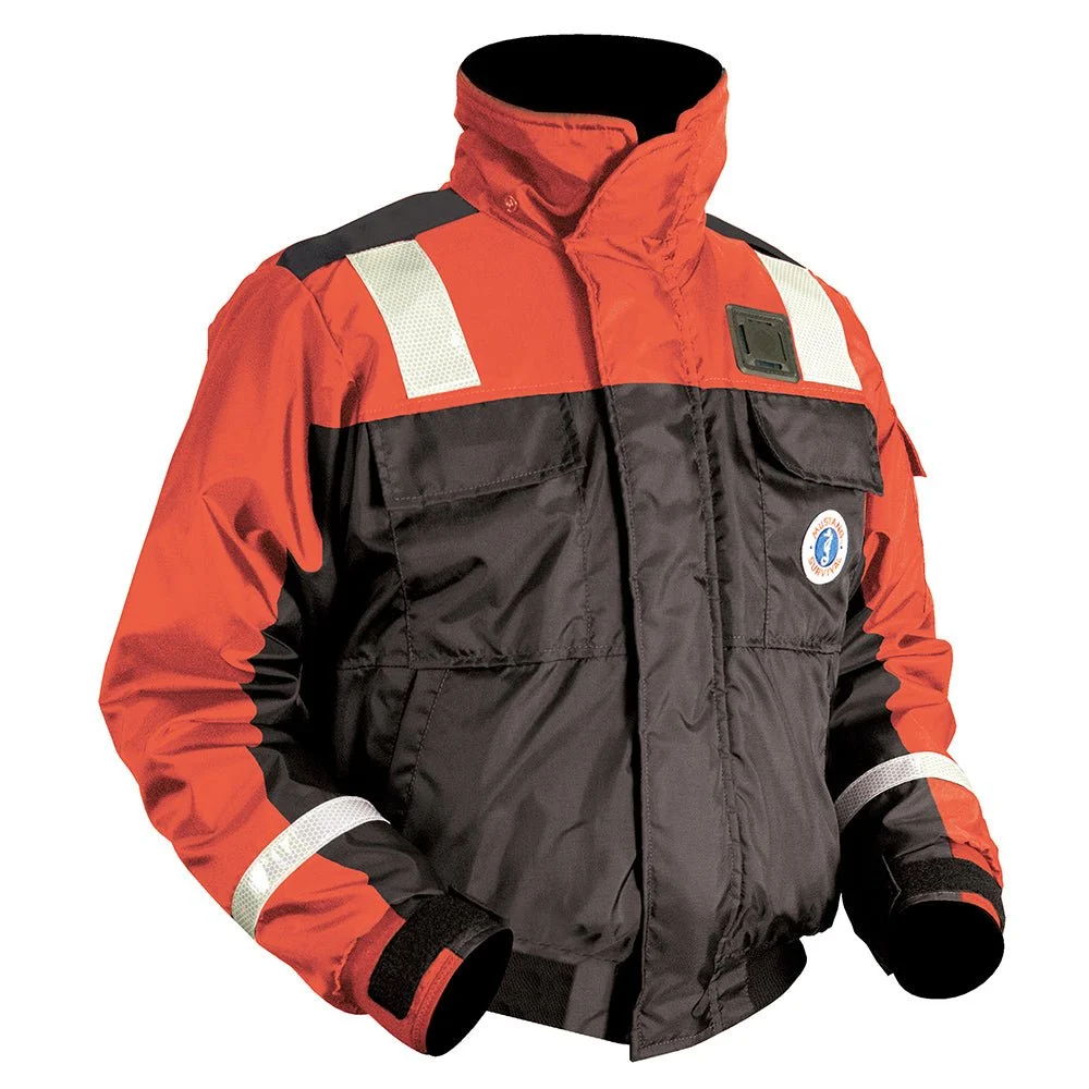 Mustang Survival Mustang Classic Flotation Bomber Jacket w/Reflective Tape - Orange/Black - Medium – Marine Boat Replacement Part