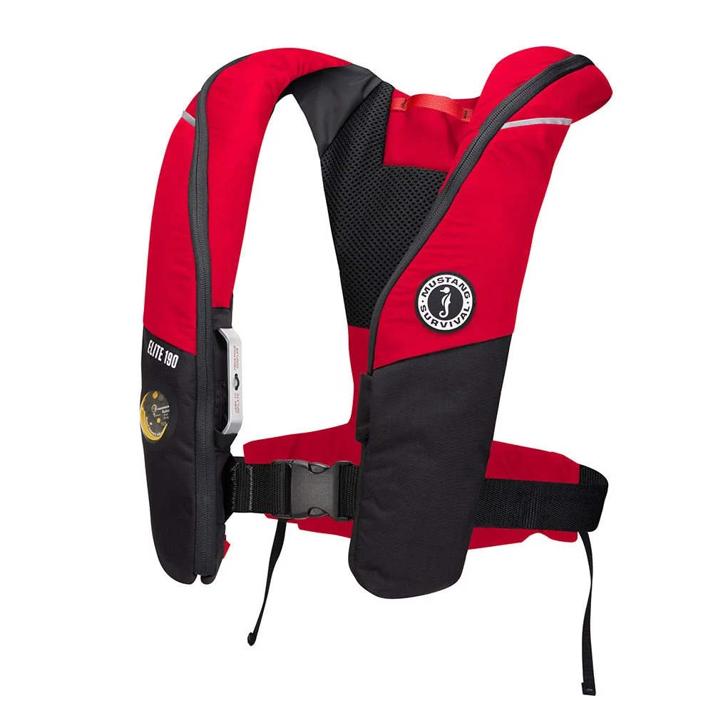 Mustang Survival Mustang Elite 190 Offshore Inflatable PFD - Red/Black – Marine Boat Replacement Part