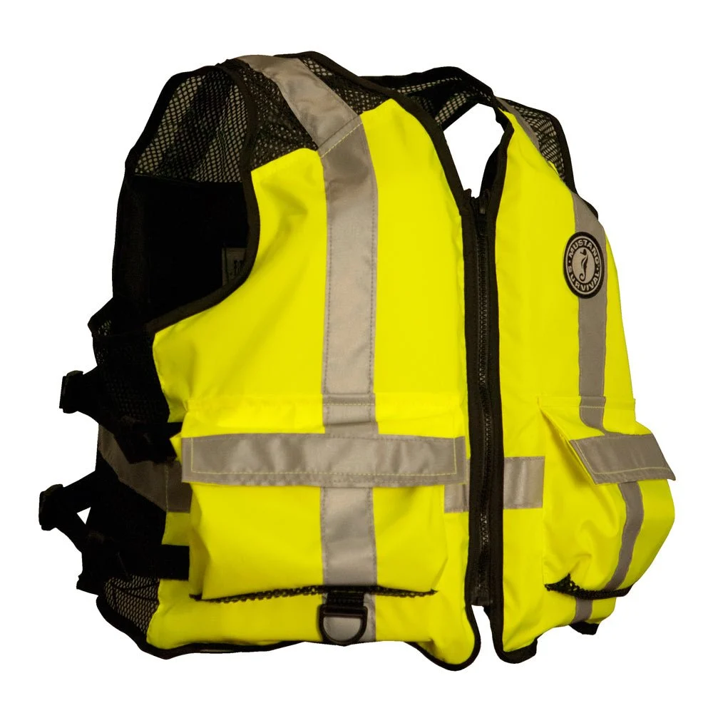 Mustang Survival Mustang High Visibility Industrial Mesh Vest - Fluorescent Yellow/Green/Black - XL/Large – Marine Boat Replacement Part