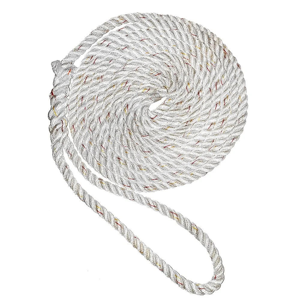 New England Ropes 3/8" Premium 3-Strand Dock Line - White w/Tracer - 15' – Marine Boat Replacement Part