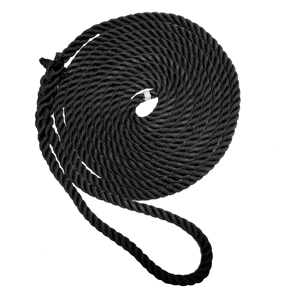 New England Ropes 5/8" Premium 3-Strand Dock Line - Black - 50' – Marine Boat Replacement Part