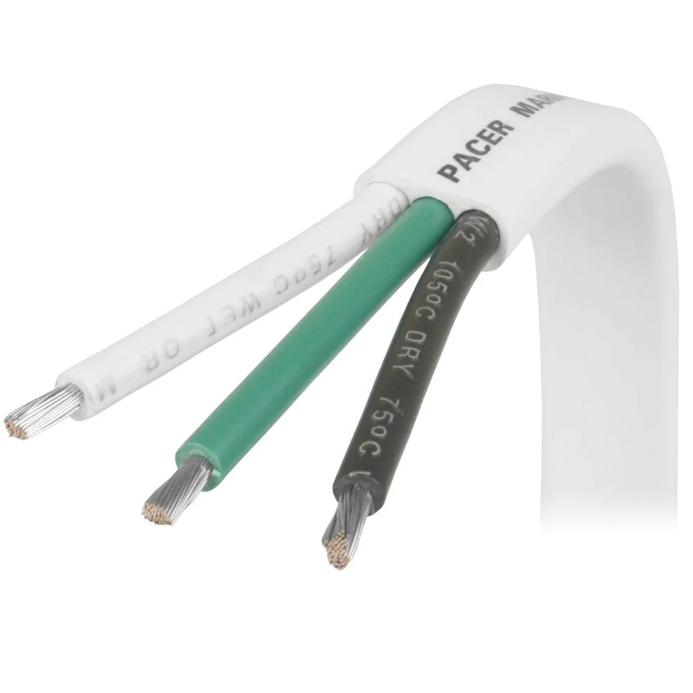 Pacer 6/3 AWG Triplex Cable - Black/Green/White - Sold By The Foot – Marine Electrical Replacement Part