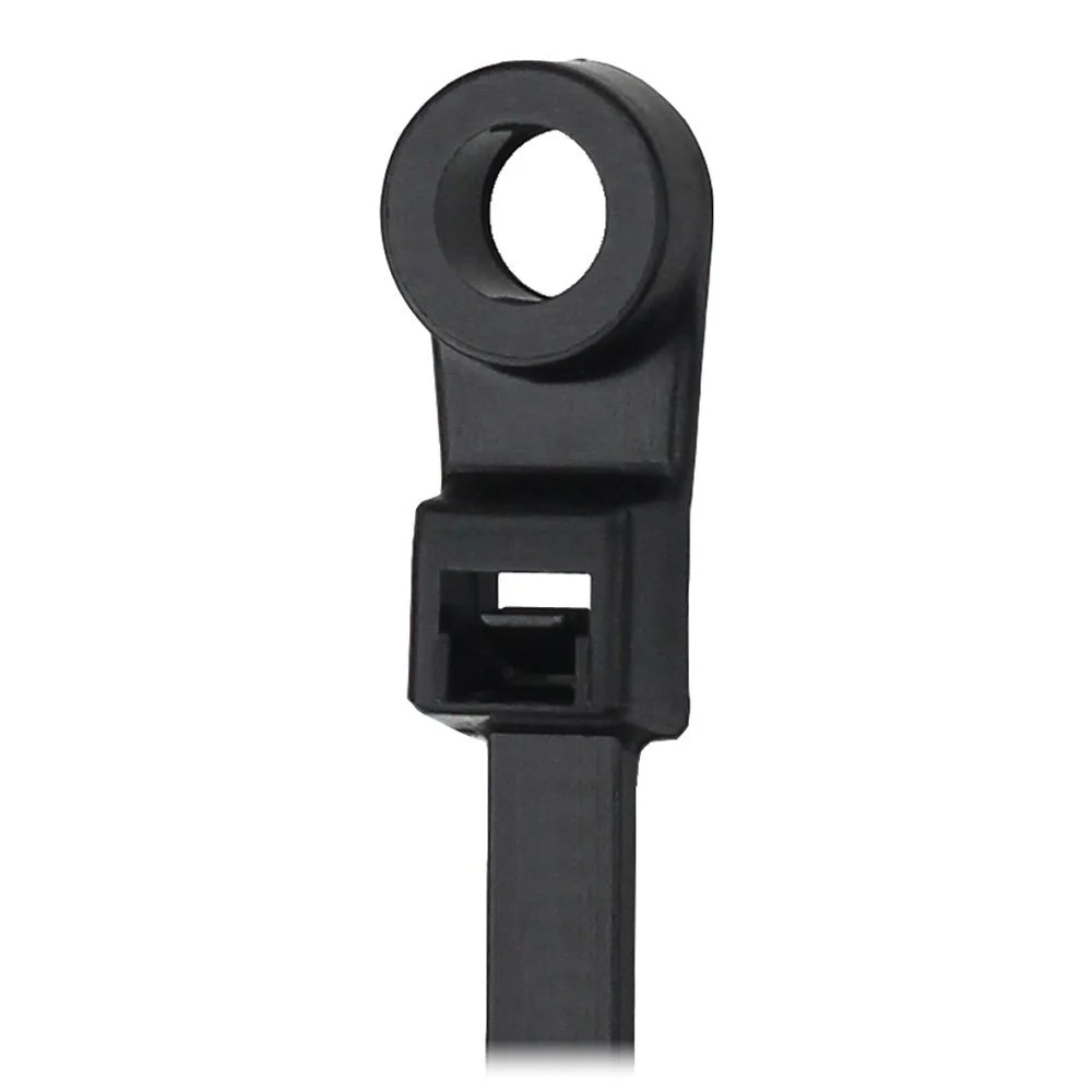 Pacer 8" Cable Tie w/Mounting Ring - Black - 50lb Tensile Strength - 2" Bundle Diameter - 100 Piece B – Marine Electrical Replacement Part