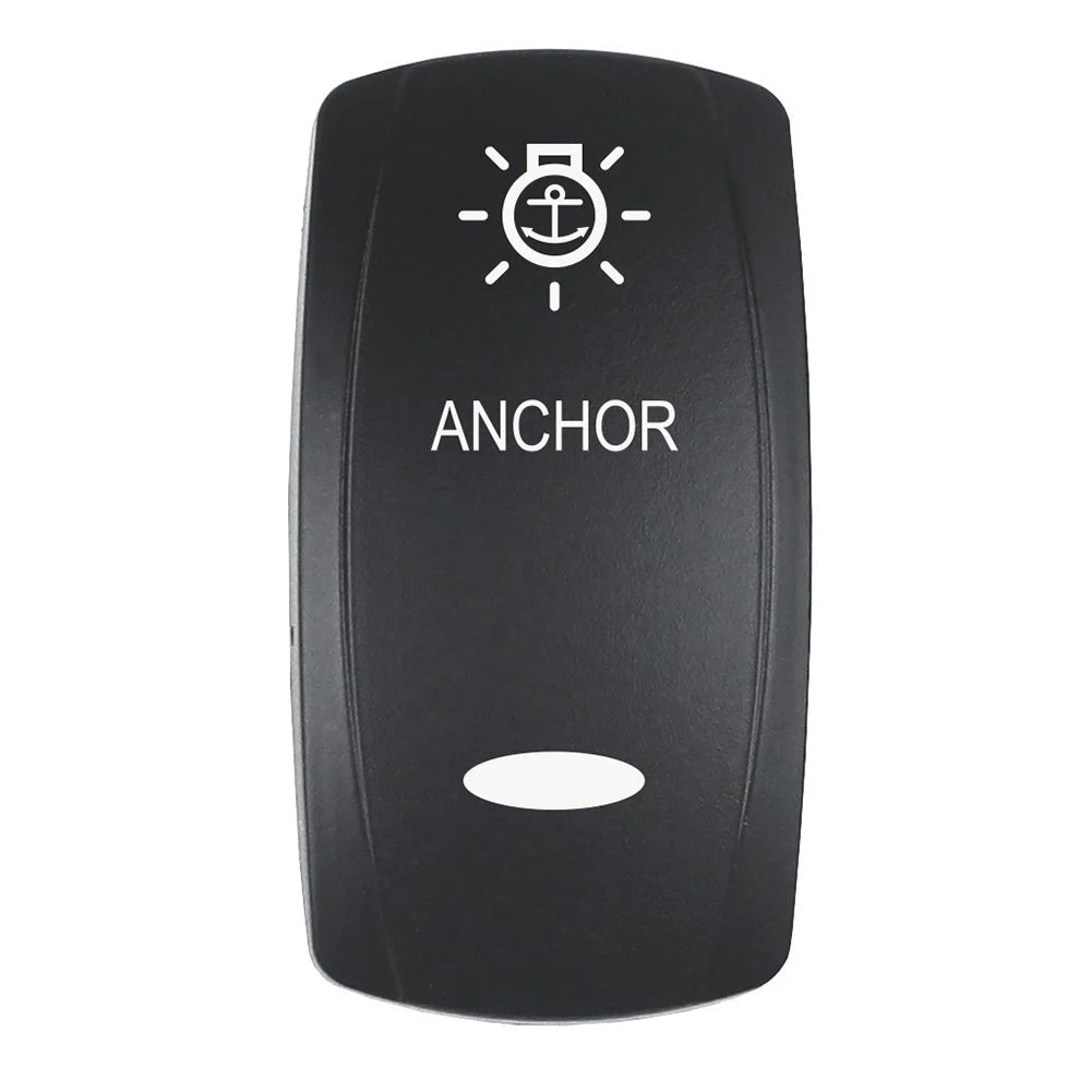 Pacer Actuator - 'ANCHOR' f/V Series Contura Switches - Black - Laser Etched (Top/Bottom Light) – Marine Boat Replacement Part