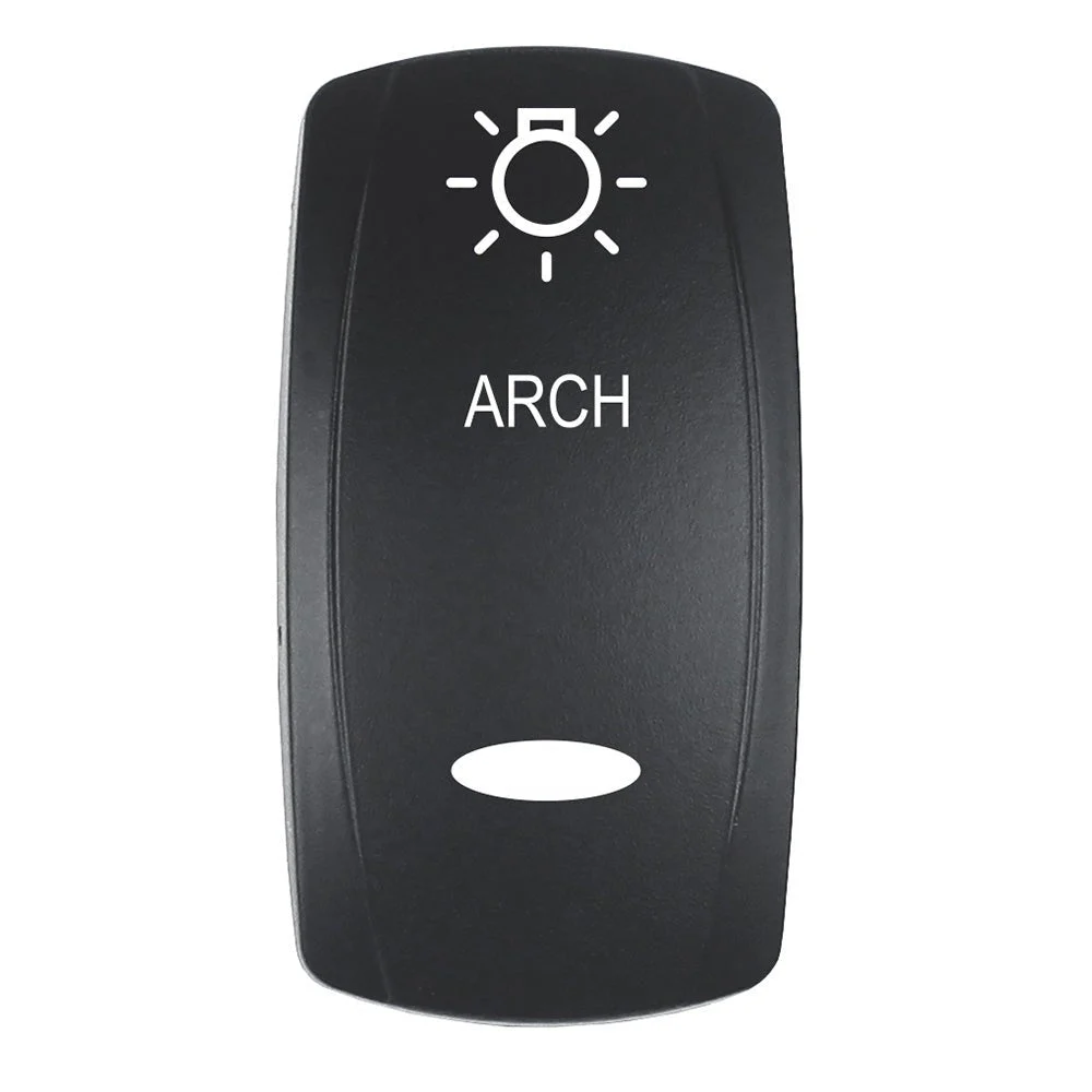 Pacer Actuator - 'ARCH' f/V Series Contura Switches - Black - Laser Etched (Top/Bottom Light) – Marine Boat Replacement Part