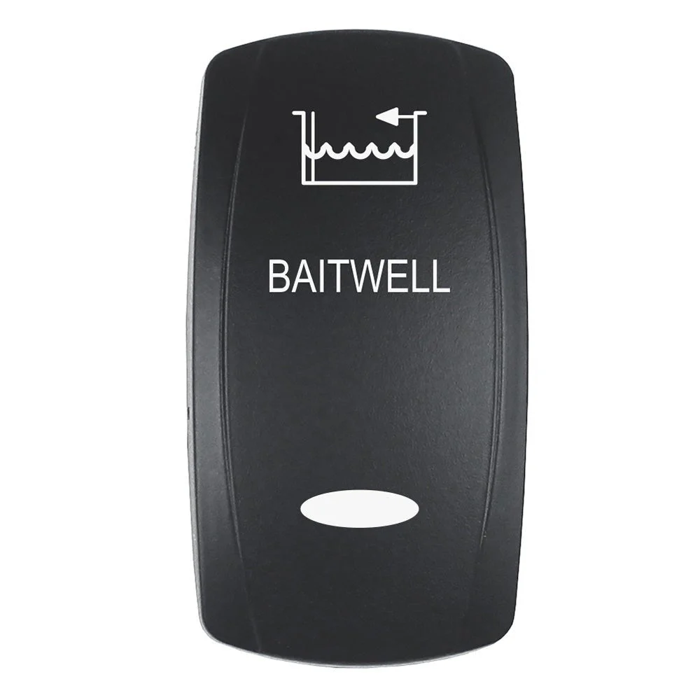 Pacer Actuator - 'BAITWELL' f/V Series Contura Switches - Black - Laser Etched (Top/Bottom Light) – Marine Boat Replacement Part
