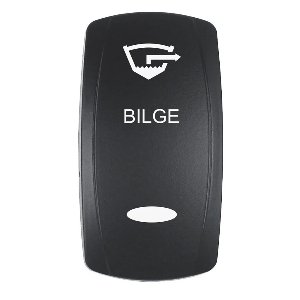 Pacer Actuator - 'BILGE' f/V Series Contura Switches - Black - Laser Etched (Top/Bottom Light) – Marine Boat Replacement Part