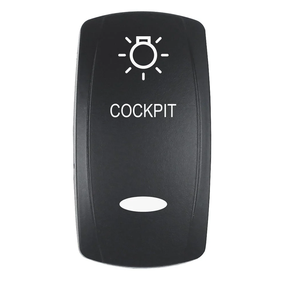 Pacer Actuator - 'COCKPIT' f/V Series Contura Switches - Black - Laser Etched (Top/Bottom Light) – Marine Boat Replacement Part