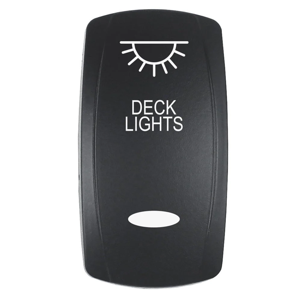 Pacer Actuator - 'DECK LIGHTS' f/V Series Contura Switches - Black - Laser Etched (Top/Bottom Light) – Marine Boat Replacement Part