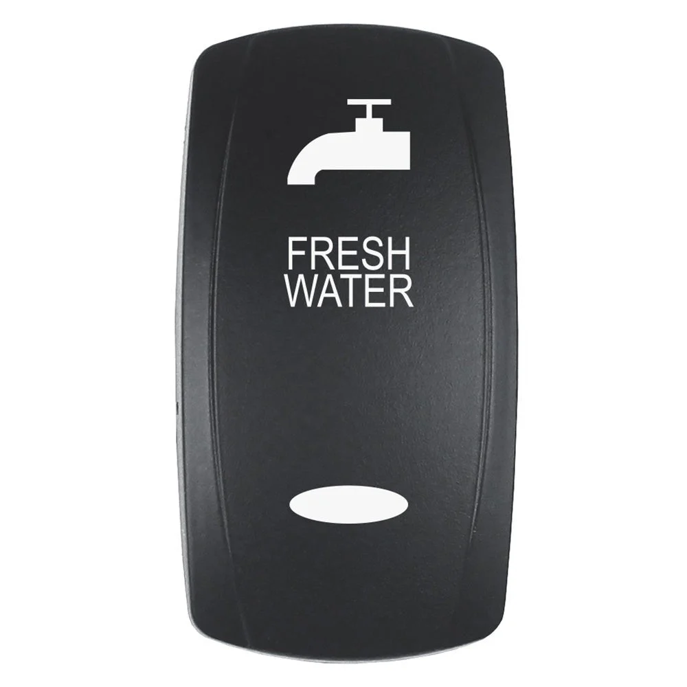 Pacer Actuator - 'FRESH WATER' f/V Series Contura Switches - Black - Laser Etched (Top/Bottom Light) – Marine Boat Replacement Part