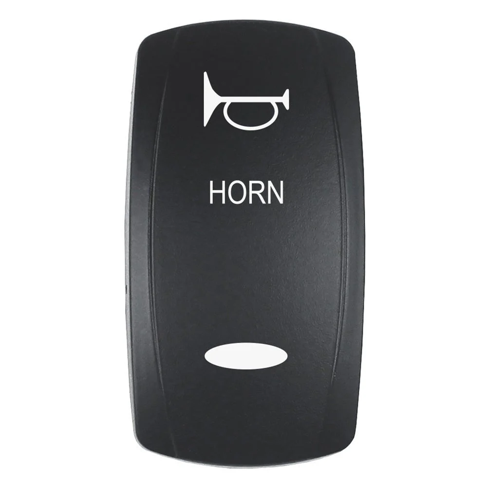 Pacer Actuator - 'HORN' f/V Series Contura Switches - Black - Laser Etched (Top/Bottom Light) – Marine Boat Replacement Part