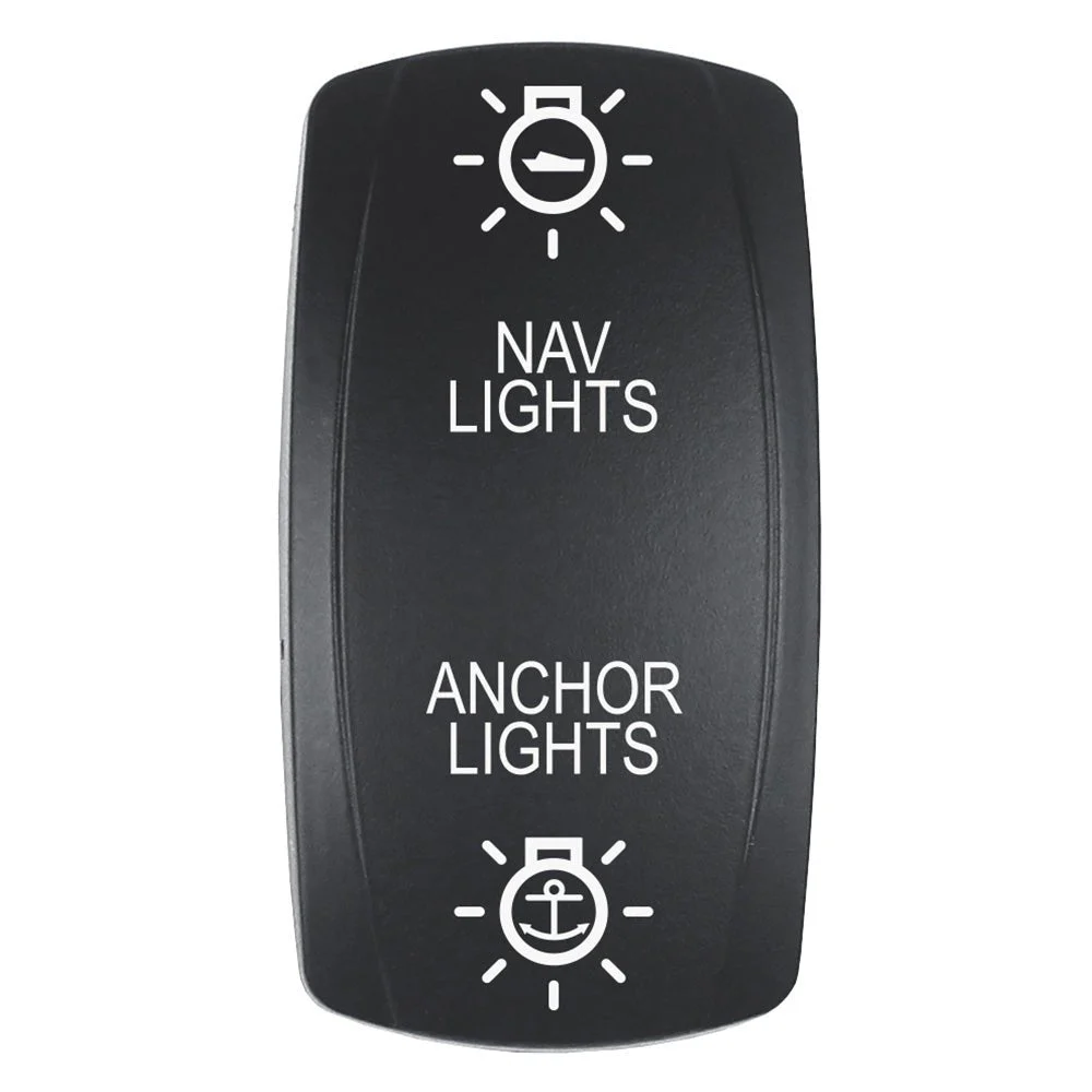 Pacer Actuator - 'NAV/ANC' f/V Series Contura Switches - Black - Laser Etched (Top/Bottom Light) – Marine Boat Replacement Part