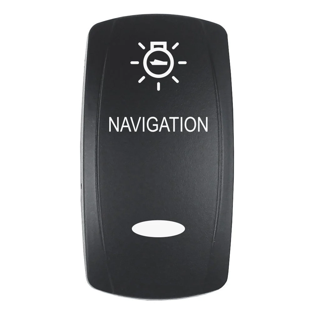 Pacer Actuator - 'NAVIGATION' f/V Series Contura Switches - Black - Laser Etched (Top/Bottom Light) – Marine Boat Replacement Part