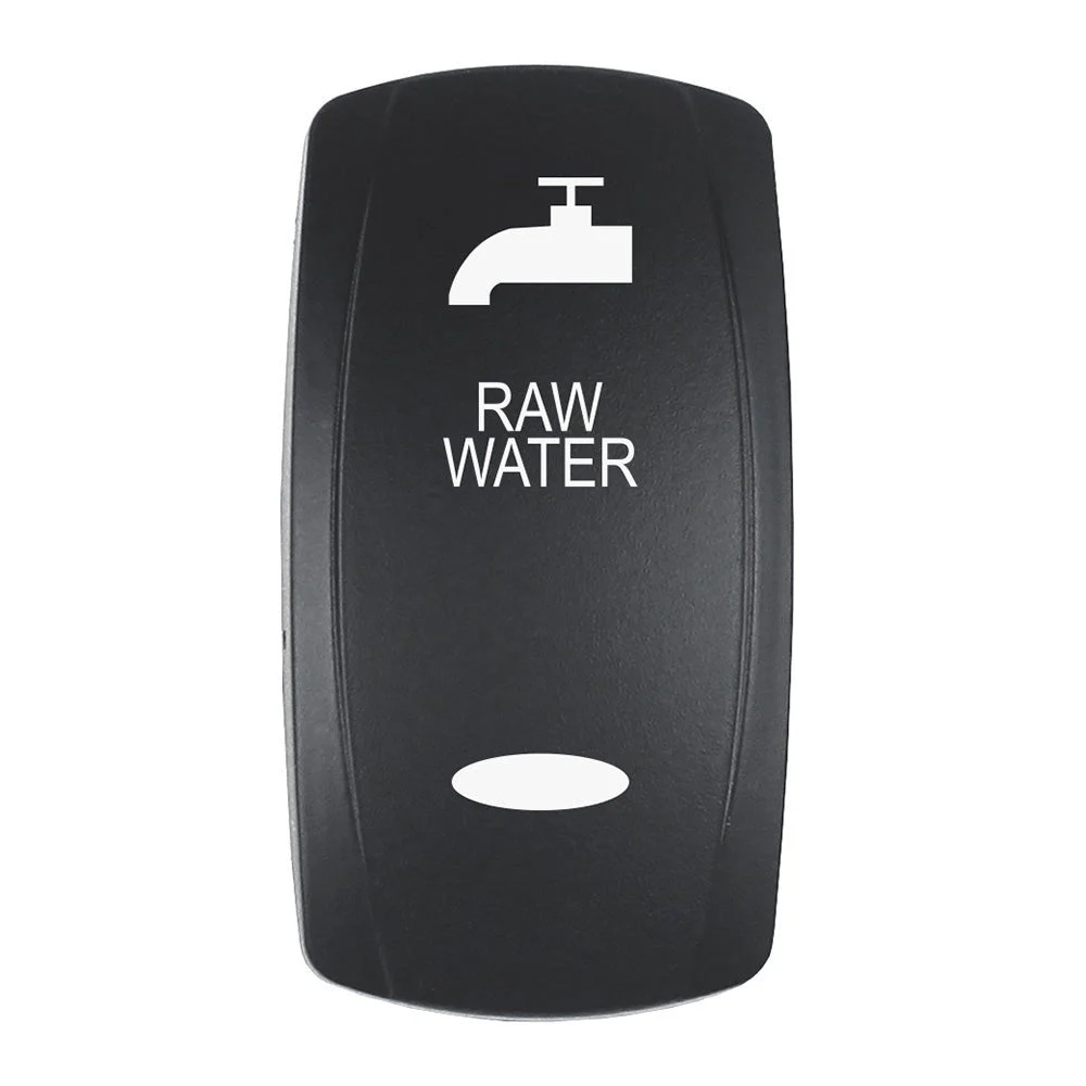 Pacer Actuator - 'RAW WATER' f/V Series Contura Switches - Black - Laser Etched (Top/Bottom Light) – Marine Engine Cooling Replacement Part