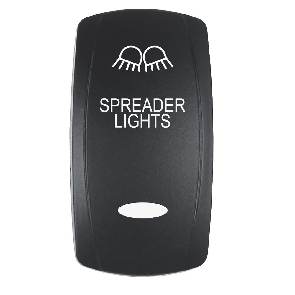 Pacer Actuator - 'SPREADER LIGHTS' f/V Series Contura Switches - Black - Laser Etched (Top/Bottom Lig – Marine Boat Replacement Part