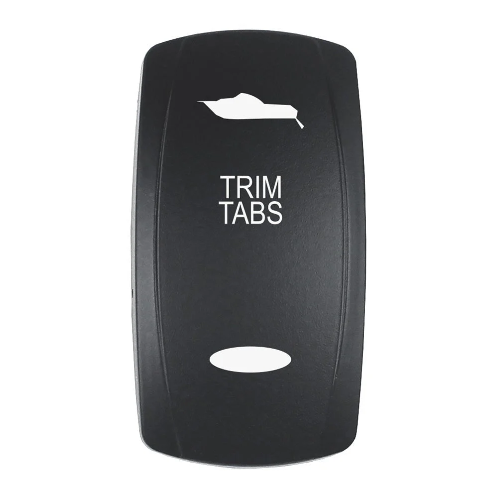 Pacer Actuator - 'TRIM TABS' f/V Series Contura Switches - Black - Laser Etched (Top/Bottom Light) – Marine Boat Replacement Part