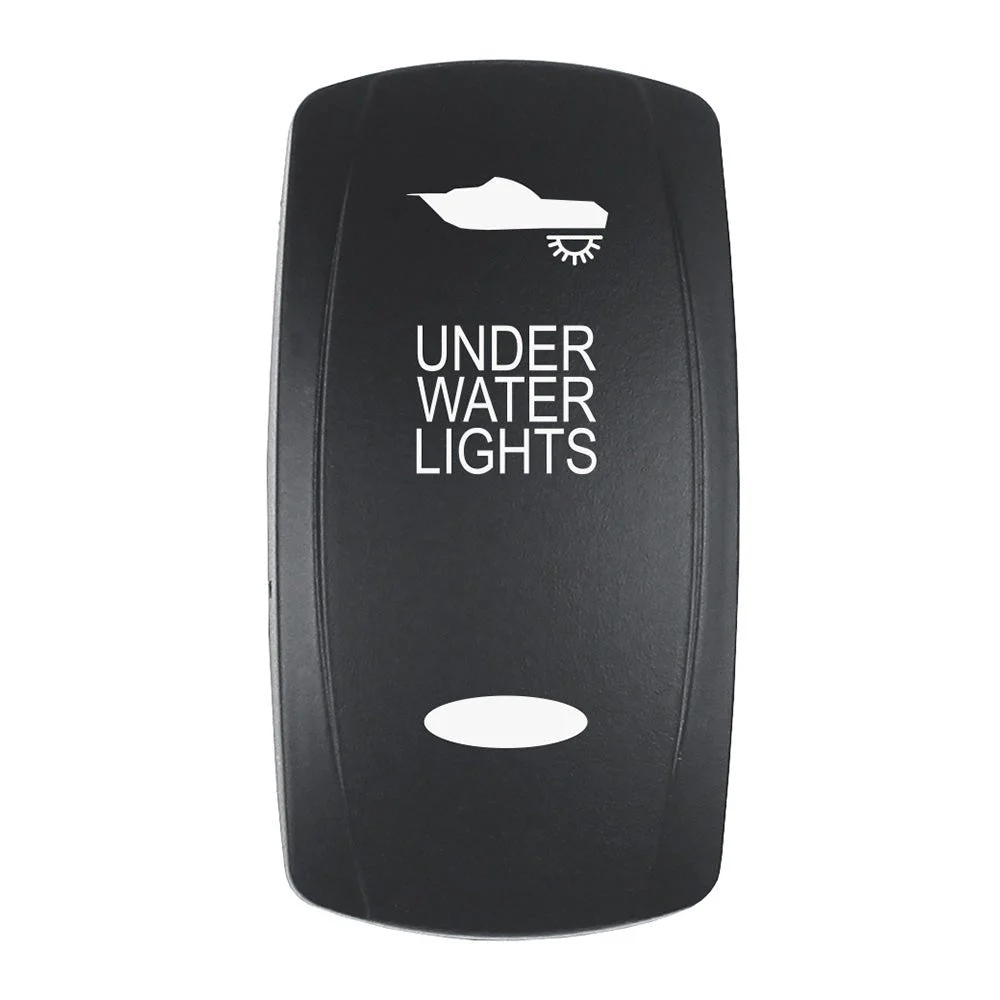Pacer Actuator - 'UNDER WATER LIGHTS' f/V Series Contura Switches - Black - Laser Etched (Top/Bottom – Marine Boat Replacement Part