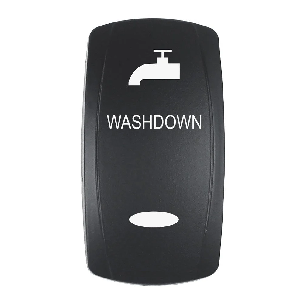 Pacer Actuator - 'WASHDOWN' f/V Series Contura Switches - Black - Laser Etched (Top/Bottom Light) – Marine Boat Replacement Part