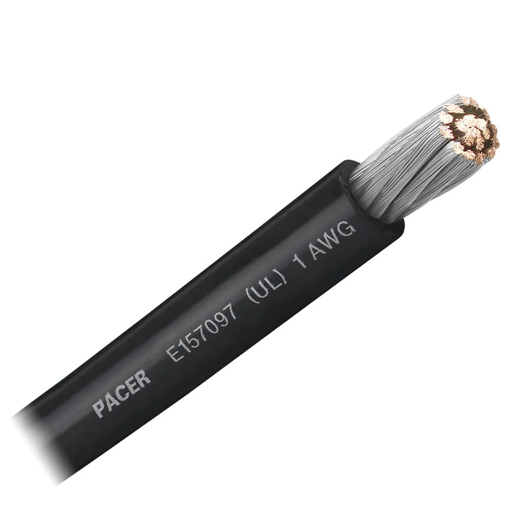 Pacer Black 1 AWG Battery Cable - Sold By The Foot – Marine Electrical Replacement Part