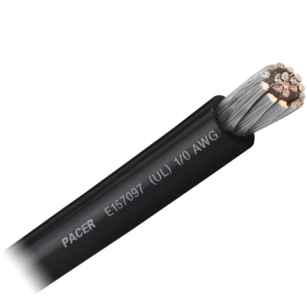 Pacer Black 1/0 AWG Battery Cable - Sold By The Foot – Marine Electrical Replacement Part