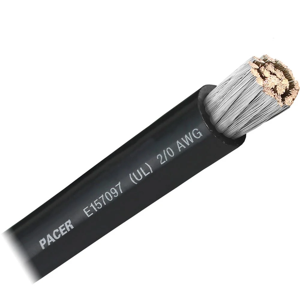 Pacer Black 2/0 AWG Battery Cable - Sold By The Foot – Marine Electrical Replacement Part