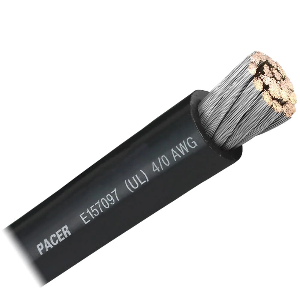 Pacer Black 4/0 AWG Battery Cable - Sold By The Foot – Marine Electrical Replacement Part