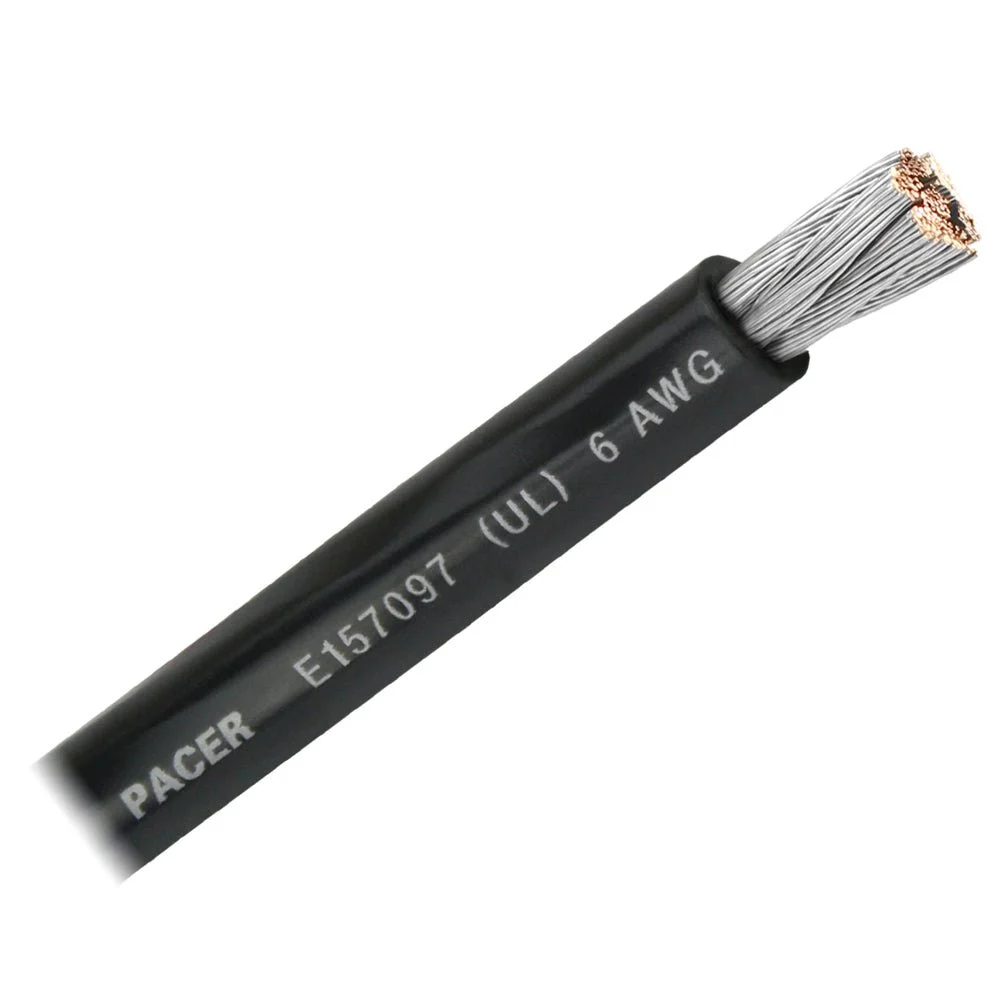 Pacer Black 6 AWG Battery Cable - Sold By The Foot – Marine Electrical Replacement Part