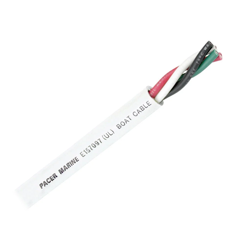 Pacer Round 4 Conductor Cable - 100' - 14/4 AWG - Black, Green, Red & White – Marine Electrical Replacement Part