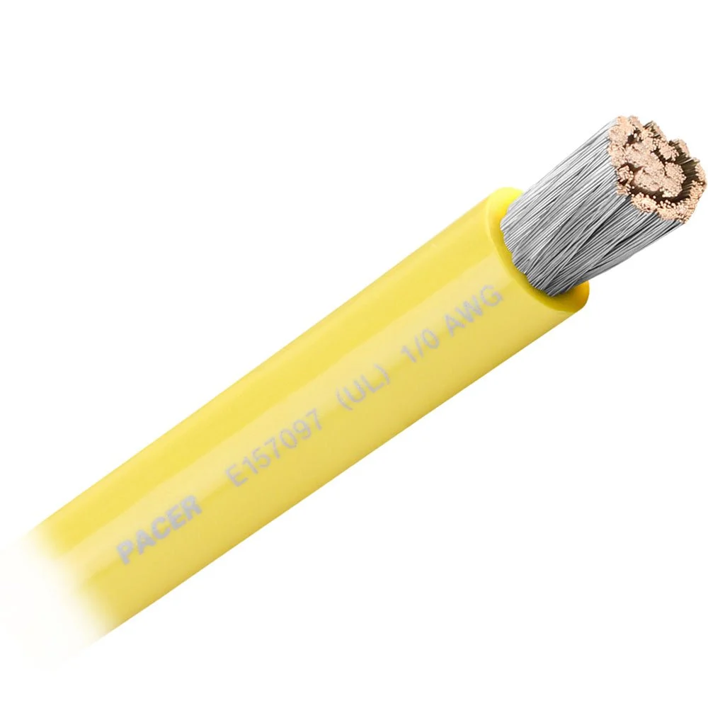 Pacer Yellow 1/0 AWG Battery Cable - Sold By The Foot – Marine Electrical Replacement Part