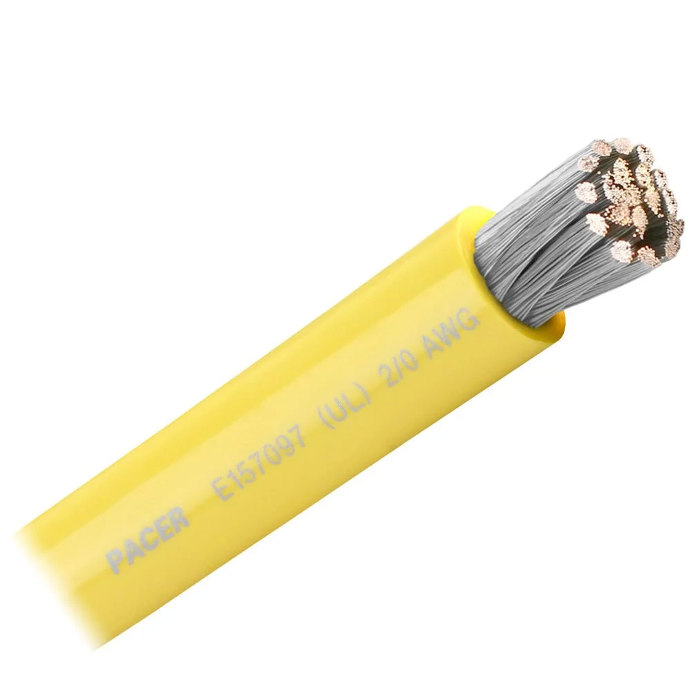 Pacer Yellow 2/0 AWG Battery Cable - Sold By The Foot – Marine Electrical Replacement Part