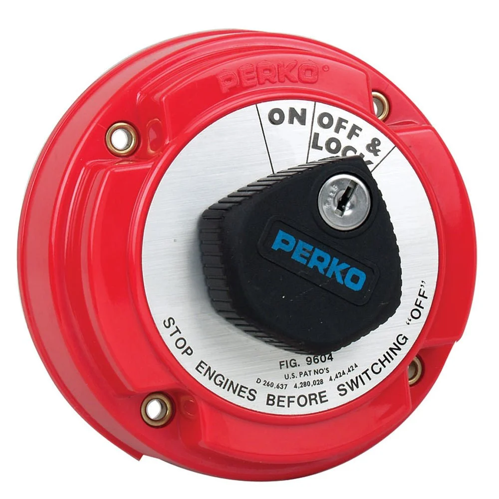 Perko Medium Duty Main Battery Disconnect Switch w/Alternator Field Disconnect & Key Lock – Marine Boat Replacement Part