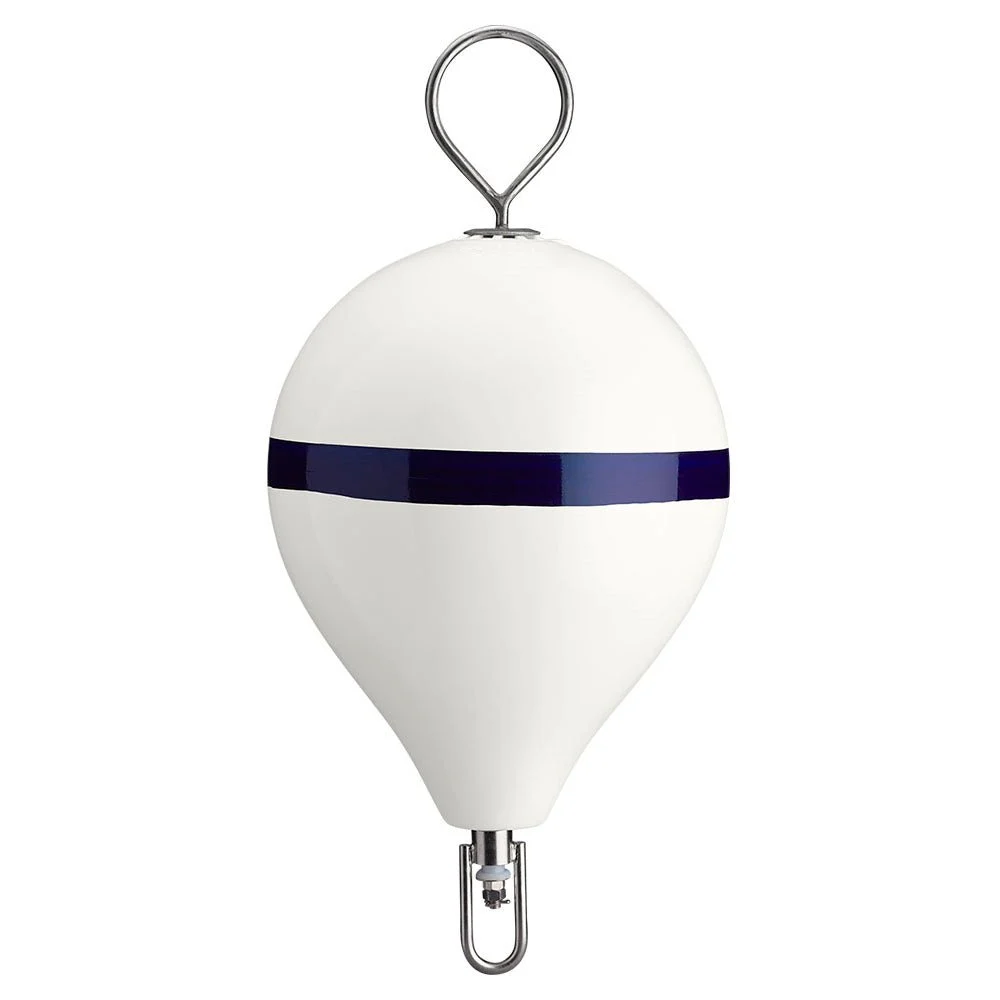 Polyform U.S. Polyform 17" CM Mooring Buoy w/SS Iron - White Blue Stripe – Marine Boat Replacement Part