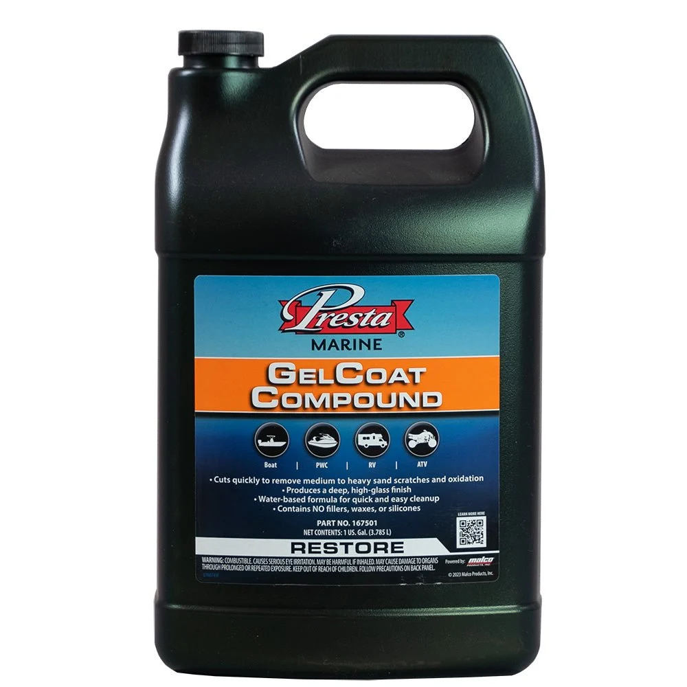 Presta Gel Coat Compound - 1 Gallon – Marine Boat Replacement Part