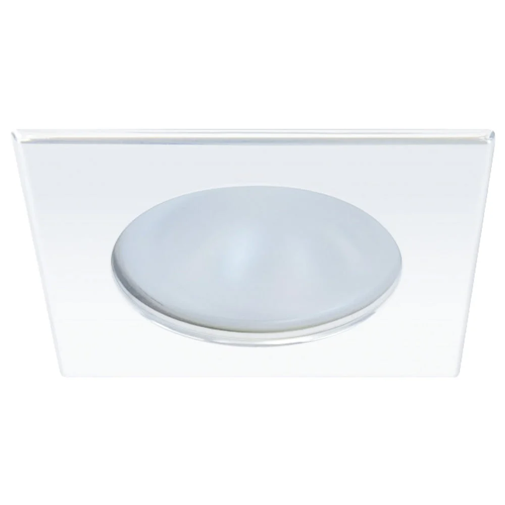 Quick Blake XP Downlight LED - 6W, IP66, Screw Mounted - Square White Bezel, Round Warm White Light