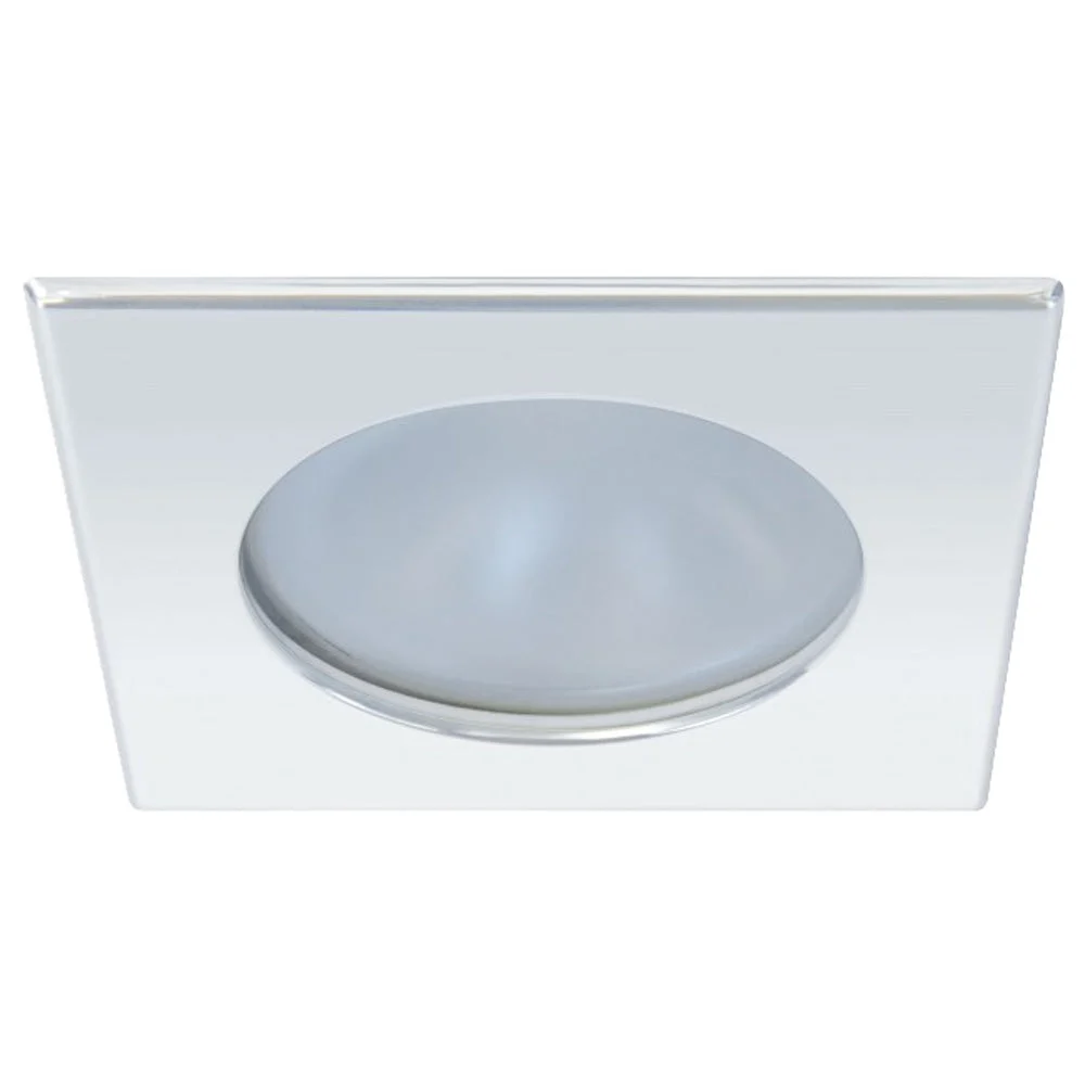 Quick Blake XP Downlight LED - 4W, IP66, Spring Mounted - Square Stainless Bezel, Round Warm White Light