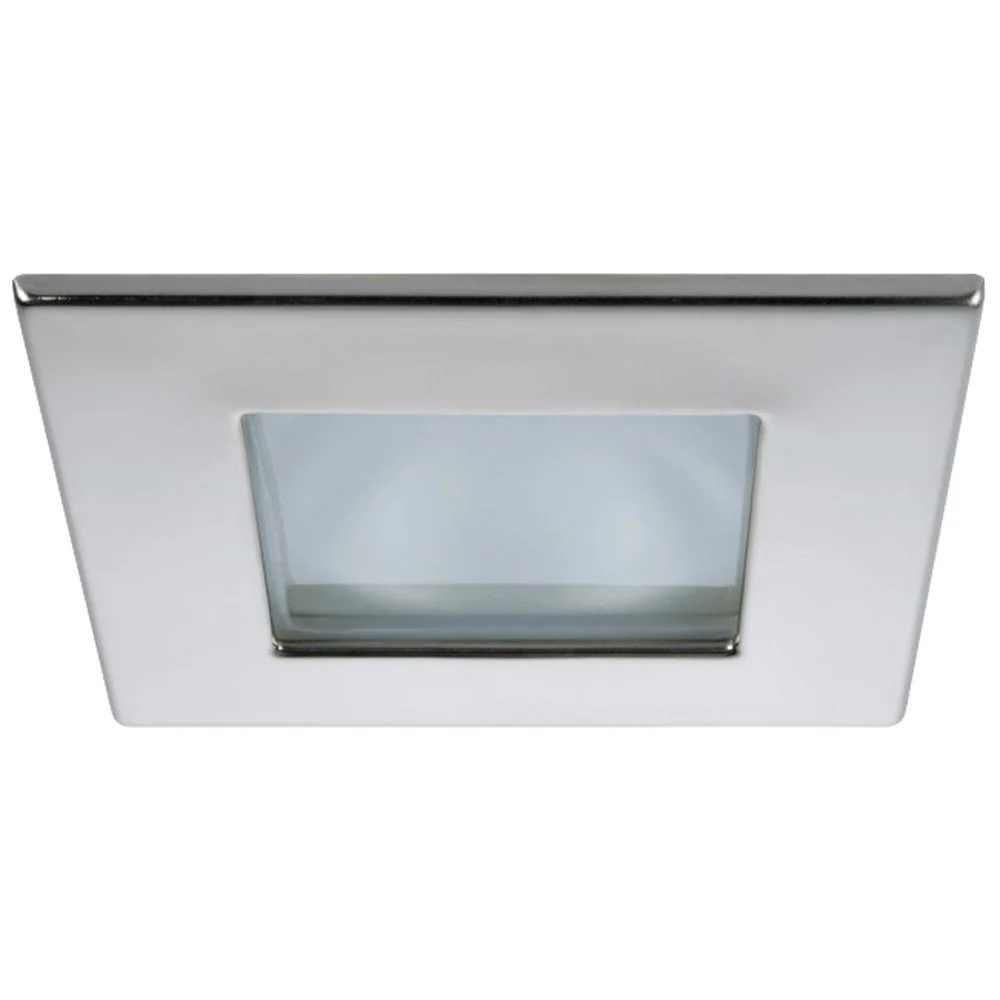 Quick Marina XP Downlight LED - 6W, IP66, Screw Mounted - Square Stainless Bezel, Square Warm White Light