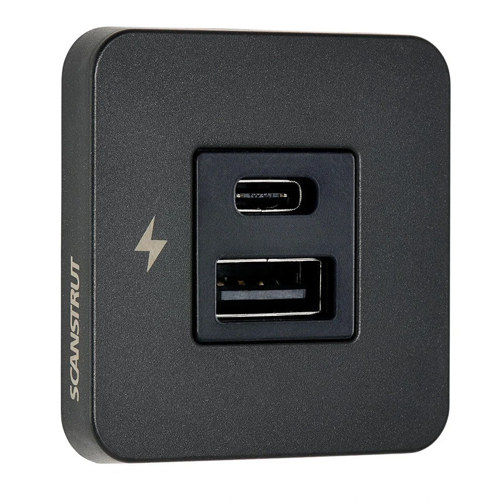 Scanstrut TILE USB-A/USB-C Interior Charging Socket - 12/24V - Black Bezel – Marine Electrical Replacement Part
