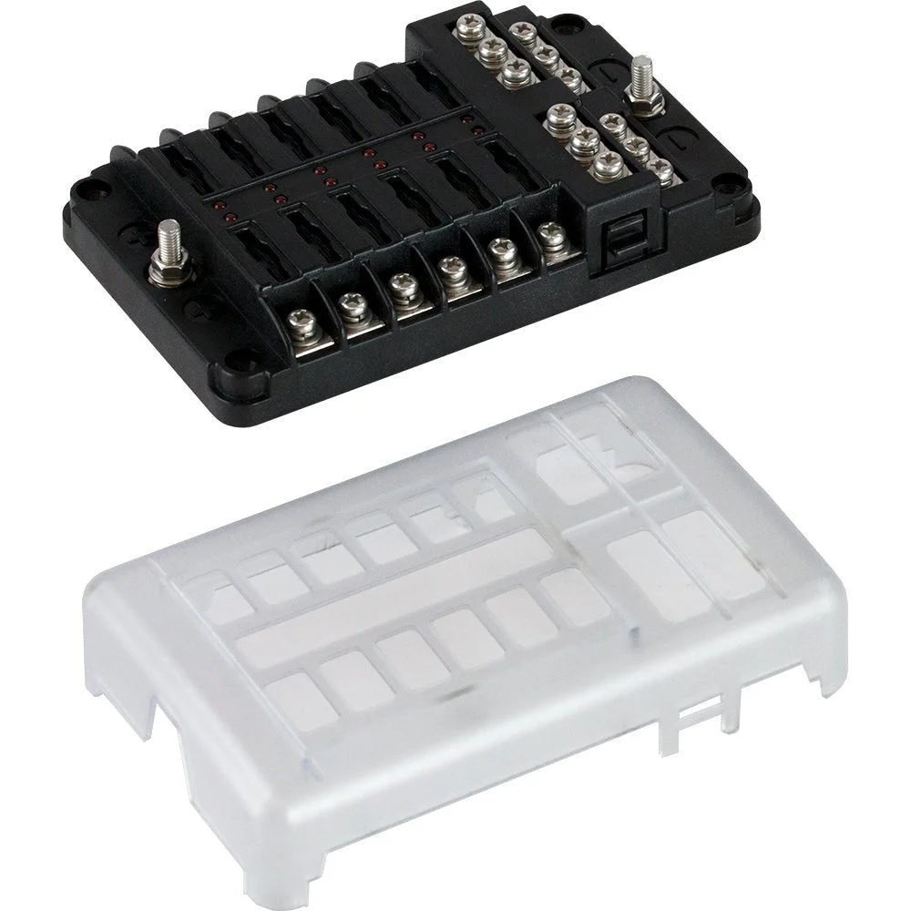Sea-Dog Blade Style LED Indicator Fuse Block w/Negative Bus Bar - 12 Circuit – Marine Electrical Replacement Part