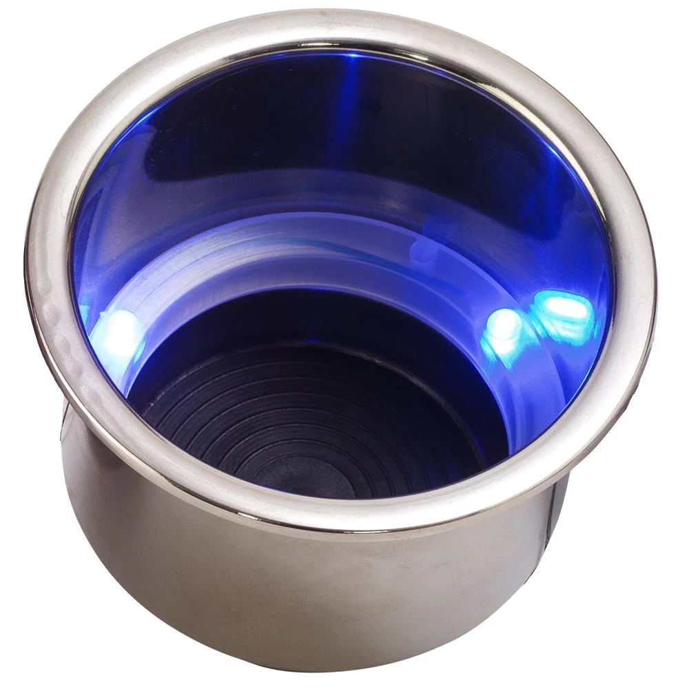 Sea-Dog LED Flush Mount Combo Drink Holder w/Drain Fitting - Blue LED – Marine Boat Replacement Part